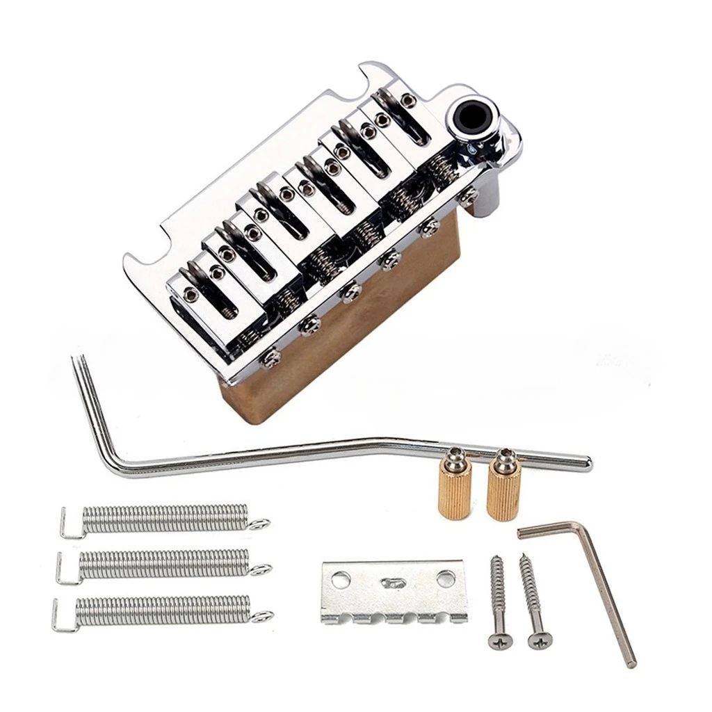 Chrome 6-String Roller Saddle Tremolo Bridge with Brass Base for ST-Style Electric Guitar Parts