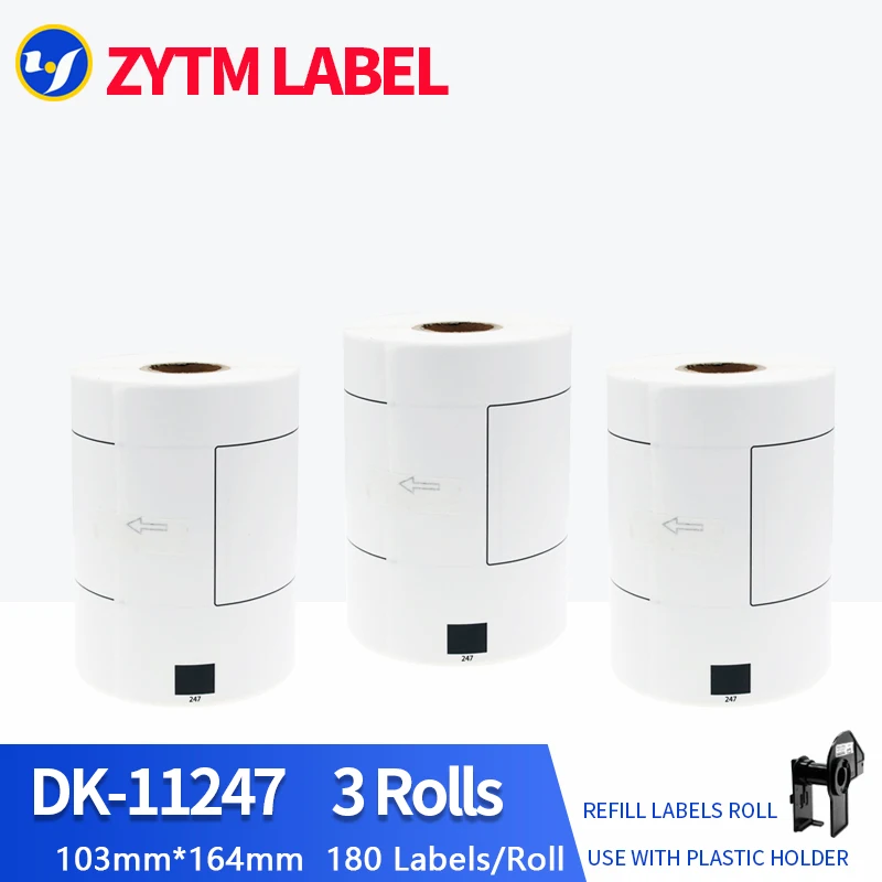 

3Rolls Brother Compatible DK-11247 Label 103mm*164mm 180Pcs Work For Thermal Printer QL-1100/QL-1110NWB DK-1247