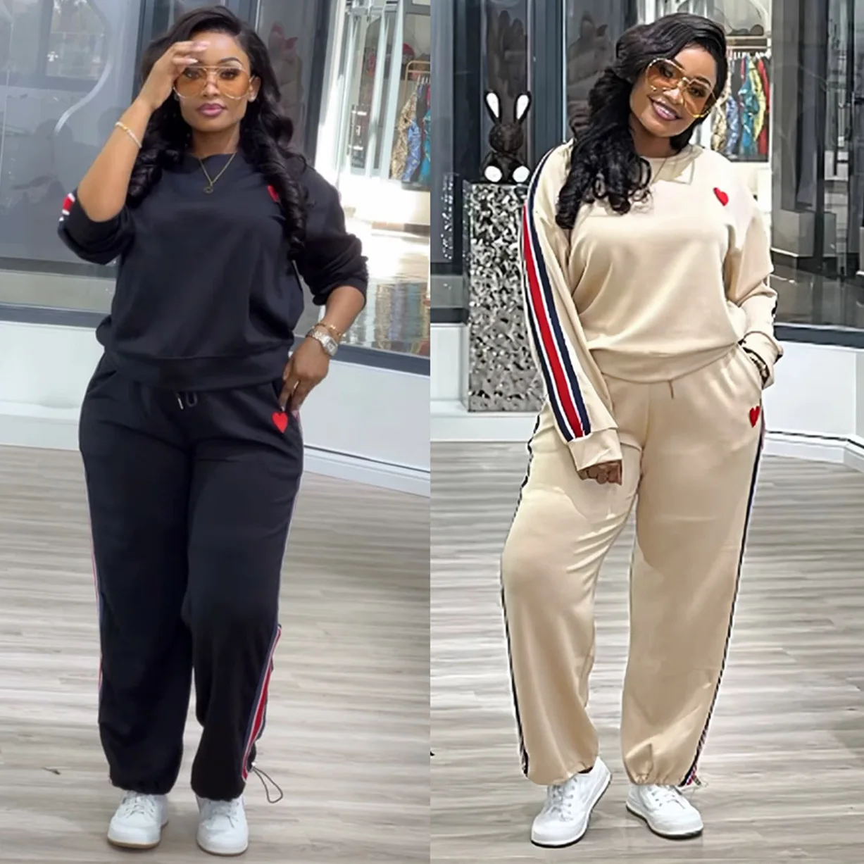 

Casual Dstring Two-Piece Set Women's Spring 2025 Polyester Long Sve round Ne Pullover Long Pants Leisure Suit