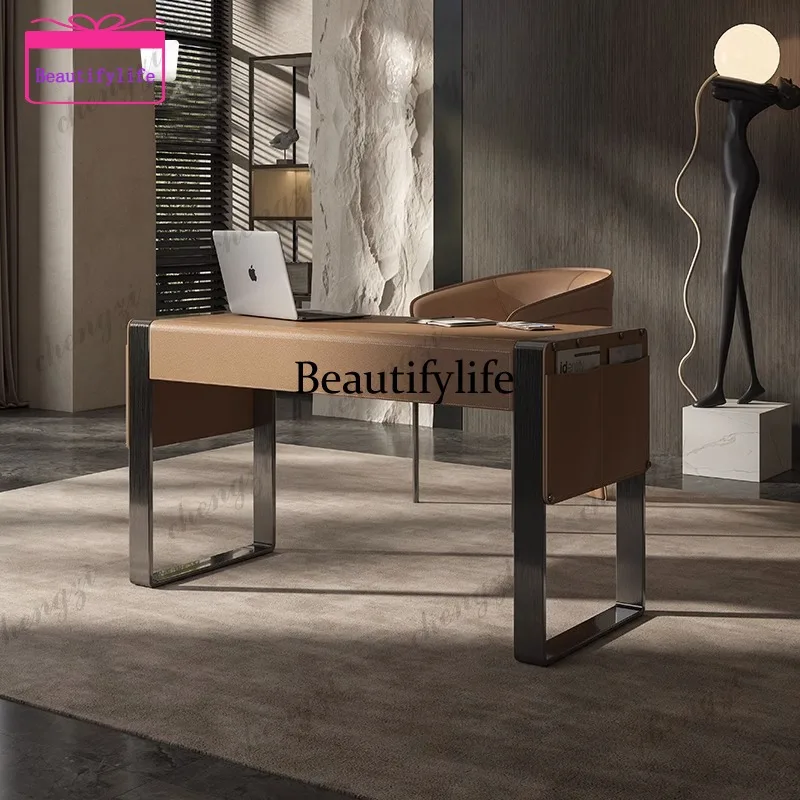 

120x60x75 140x60x75 cm Modern saddle leather Computer desk Motion Room desks office table gaming desk Office Furniture