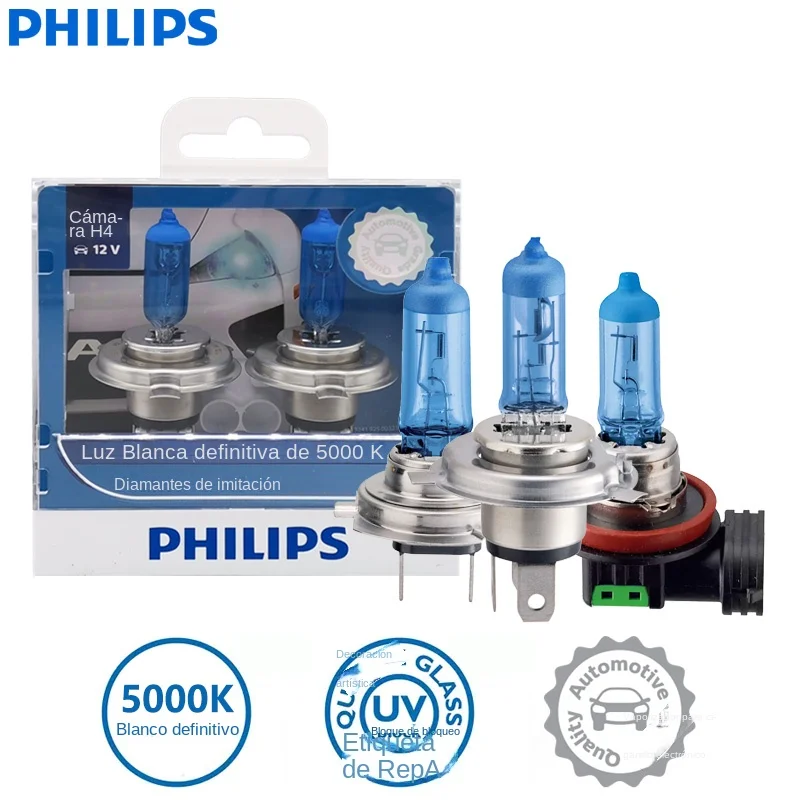 2X Philips H1 H4 H7 H8 H11 HB2 HB3 HB4 9003 9005 9006 12V Diamond Vision 5000K bombillas halógenas súper blancas faro antiniebla para automóvil