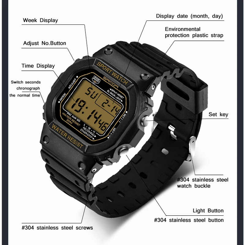 SANDA Top Brand Digital Watch Men Waterproof WristWatch LED Men\'s Sport G style Watch Mens Military Watches relogio masculino