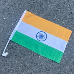 Aerlxemrbrae NEW 30x45cm Ind India Indian car flag 12x18inch window r standard-bearer waving flags