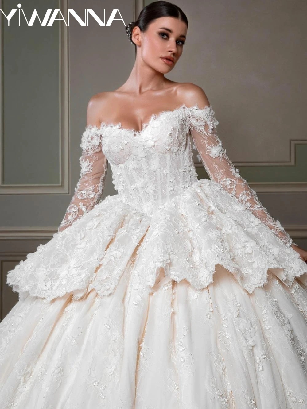 

Dreamy Exquisite Sweetheart Neck Lace Wedding Dress Graceful Off Shoulder Bridal Gown New Customized Princess Dresses For Bride