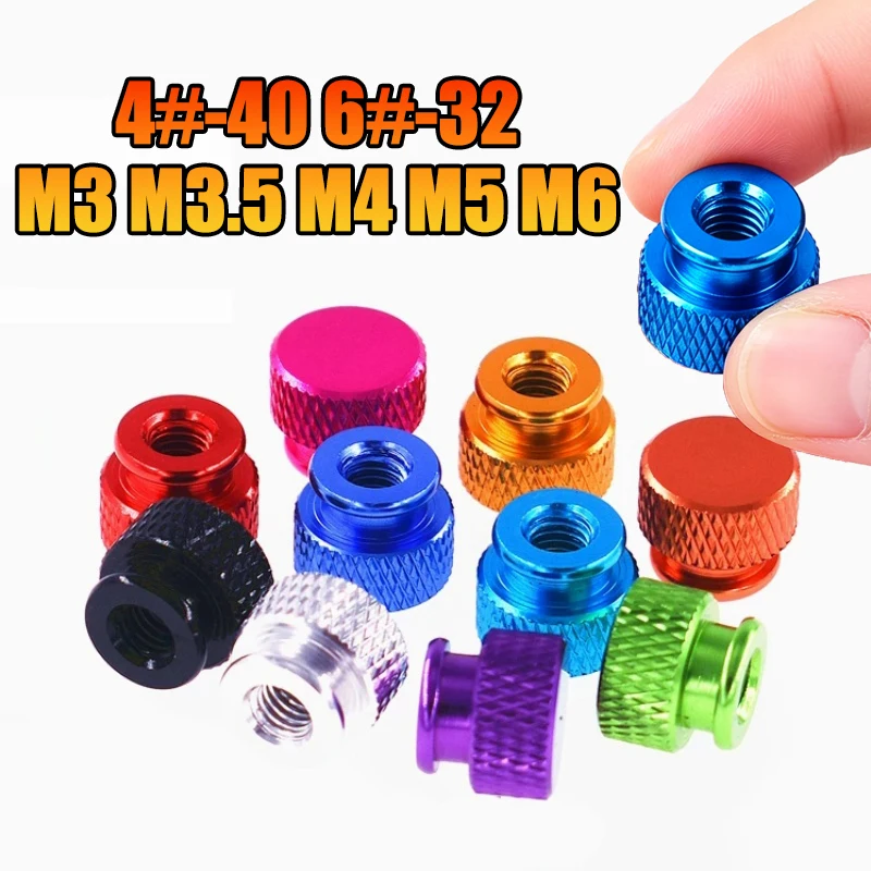 3pcs UNC 4#-40 6#-32 M3 M3.5 M4 M5 M6 Blind Hole Hand Tighten Nuts Aluminum Knurled High Step Thumb Knob Nut Grip Knob Step Nut