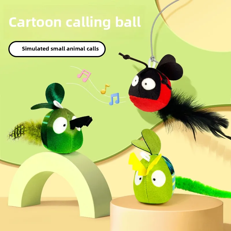 

Pet Cat Toy Plush Sounding Toy Hanging Calling Ball Simulation Insect To Relieve Boredom Creative Cat Toy New Products