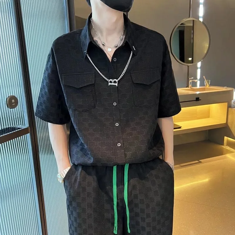 2024 New Summer Fashion Casual Suit Men's Short-Sleeved T-shirt Shorts Fifth Pants Matching Ruoshuai Men's Suit