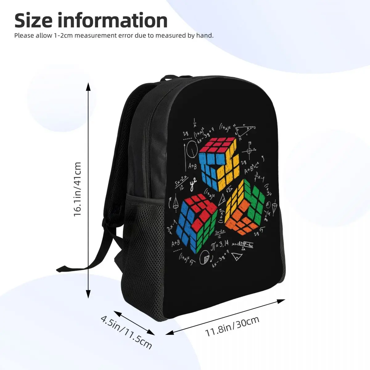 Cool Math Rubik Rubix Rubics Player Cube Math Lovers Backpack for School Students Bookbag Fits 15 Inch Laptop Teachers Bags