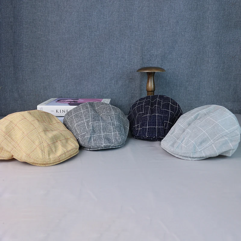 

Весенне-летняя льняная кепка газетчика, новый желтый дышащий берет для мужчин и женщин, литературная шляпа в стиле ретро, английские шапки, мужские шапки BLM310