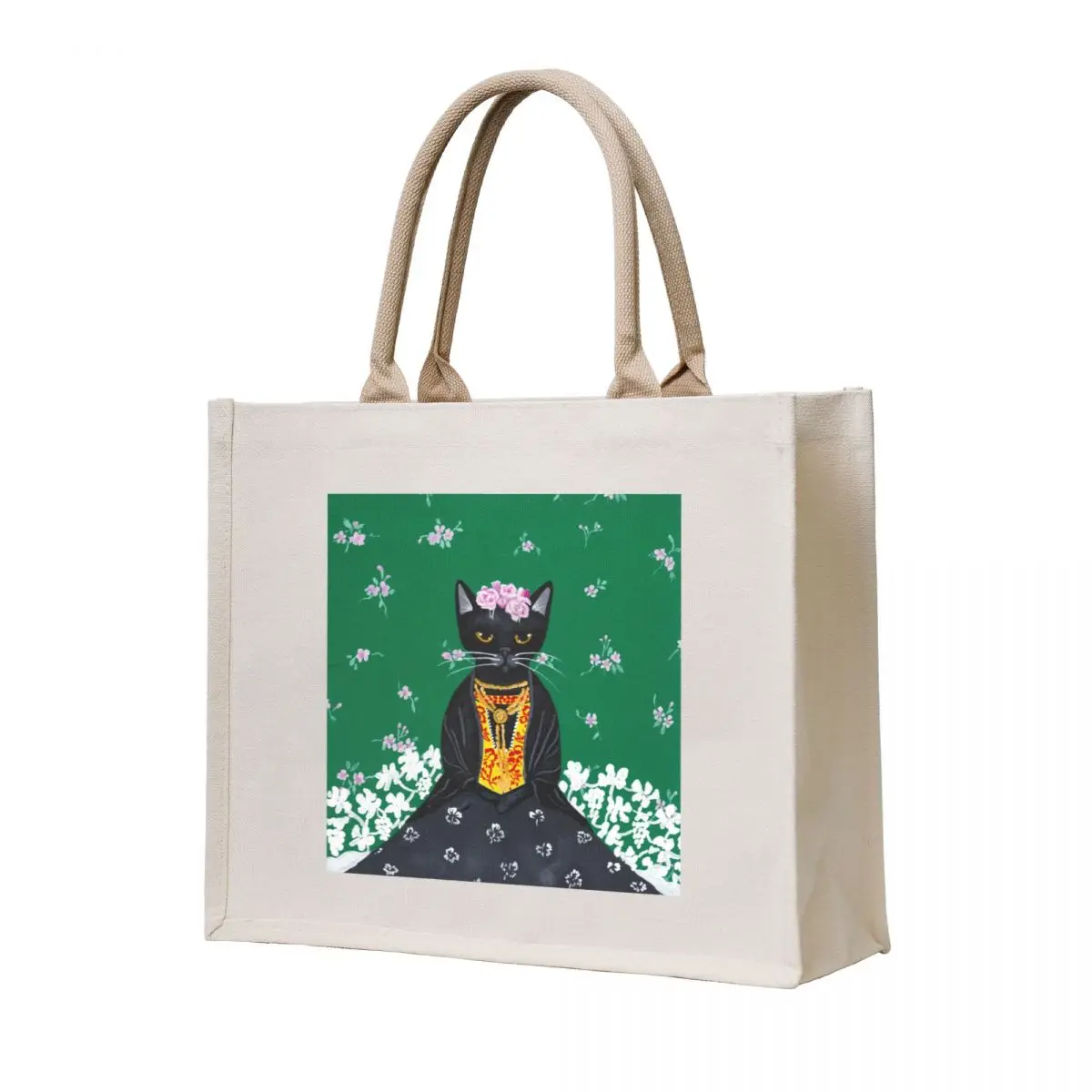 

Black Cat Portrait Tote Bag shopper bags for women shopping bags foldable Women's shopping bag