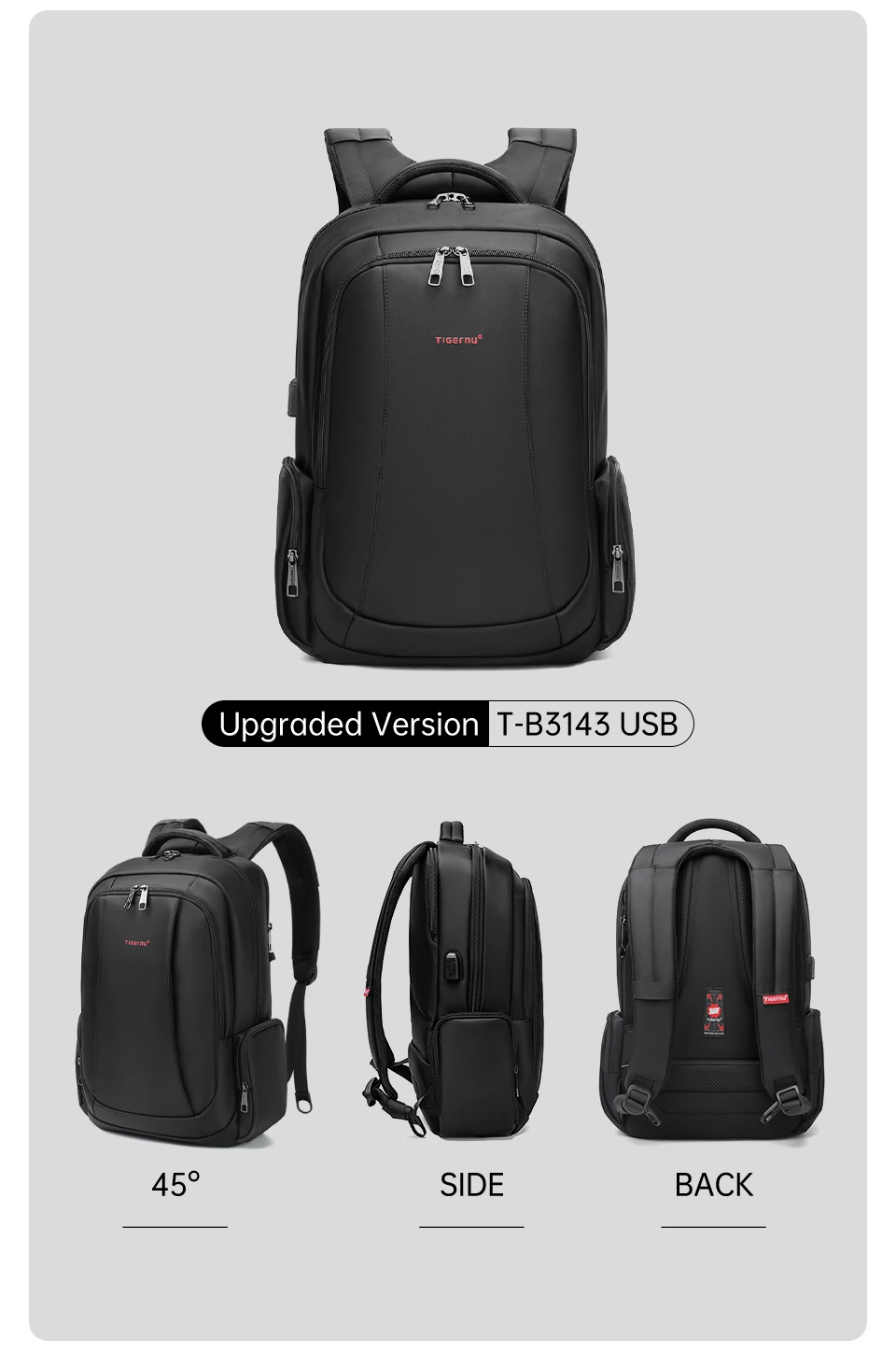 Tigernu Wasserdichte Nylon Rucksack Weibliche männer Rucksack Für 15,6 Laptop Notebook Tasche Mochilas Schule Rucksäcke Tasche Männlichen Rucksack – Detail 16
