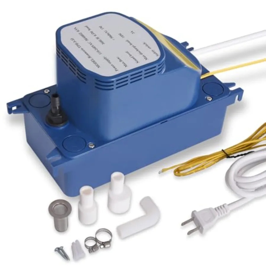 Condensate HVAC Pump33ft Head Lift Height Ultra-Quiet 30dB 1/30 HP Automatic Condensate Removal Pump with Safety Switch for Air