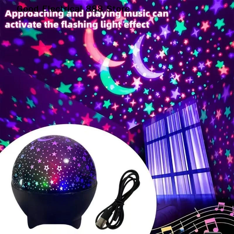 LED Night Lights Starry Sky Moon Projector Light USB Plug Colorful Strobe Light For Kids Room Christmas Lights Atmosphere Decor