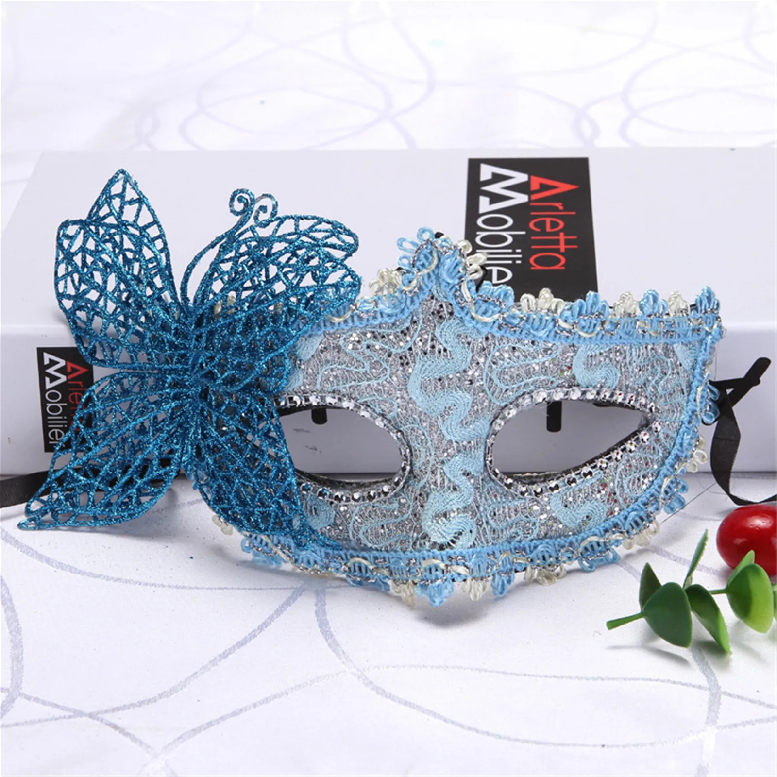 Butterfly Princess Mask Dragon Pattern Leather Cloth Surround Masquerade Mask Performance Props Halloween Costume Accessory