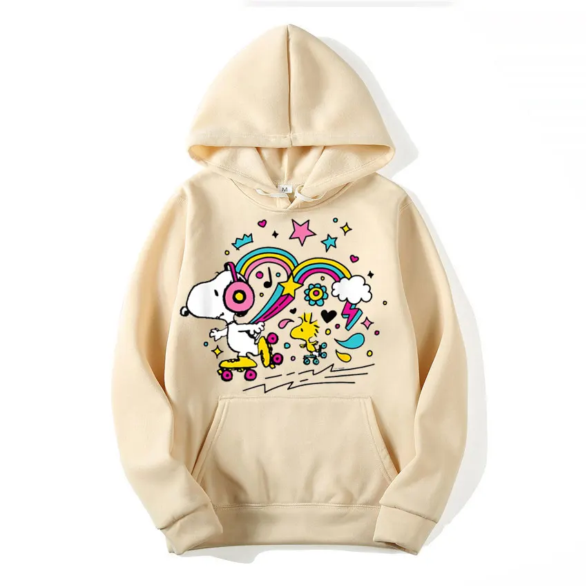 Peanuts - Snoopy Woodstock Hoodie Cartoon Fashion Couple Oversized Sweatshirt Tops Spring Autumn Pullover