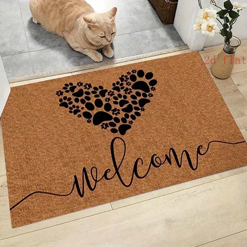 Pomeranian Welcome Home print Doormat pet themed rug wear resistant floor mat for household entryway