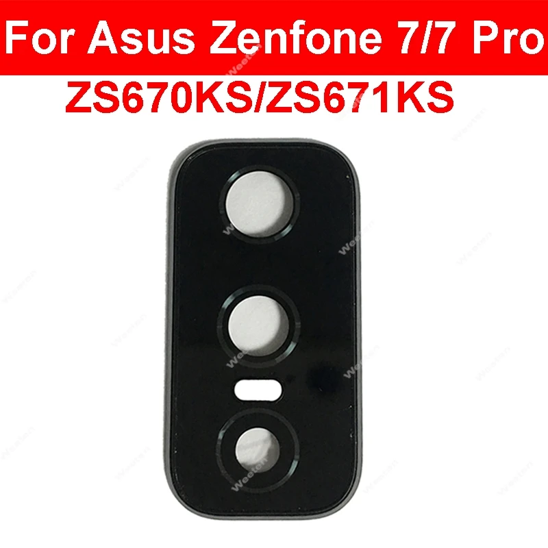 Obiettivo in vetro per fotocamera posteriore per Asus Zenfone 7 7 Pro ZS670KS ZS671KS supporto per telaio dell\'obiettivo della fotocamera posteriore