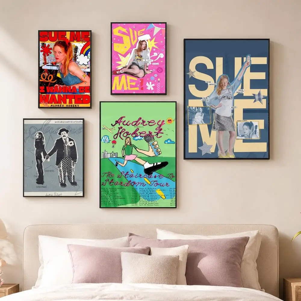 Singer A-Audrey Hobert Poster Vintage PP Paper Wall Art Home Decor Print for Bedroom Living Room Aesthetic Gift