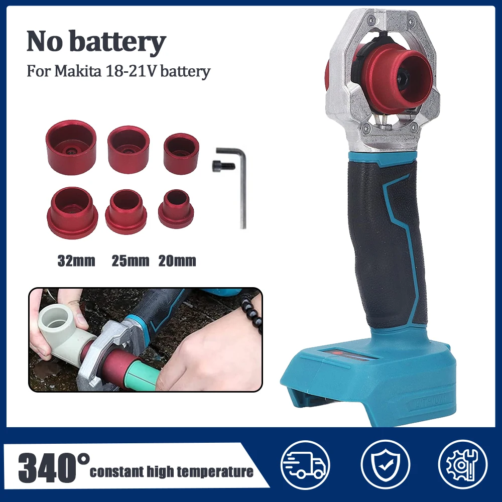 PPR Pipe Welding Machine Cordless Handheld Socket Fusions Welder Kit with 6 Die Heads for PE HDPE Pipe 340℃ Constant Temperature