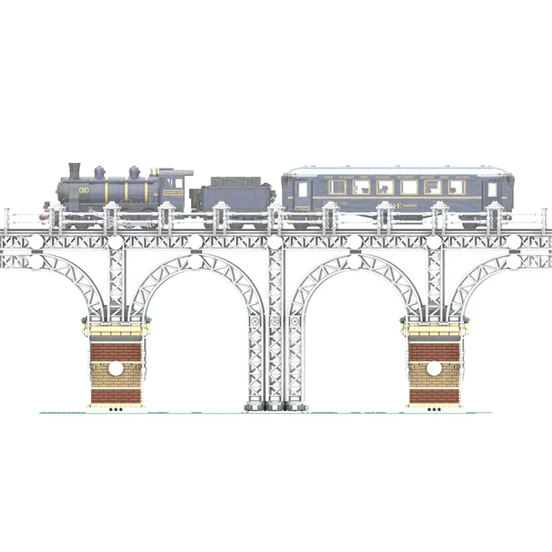 Moc tijolos de construção trem série coastertrack ferrovia bridgetechnologia blocos modulares presentes brinquedos para crianças conjuntos diy montagem