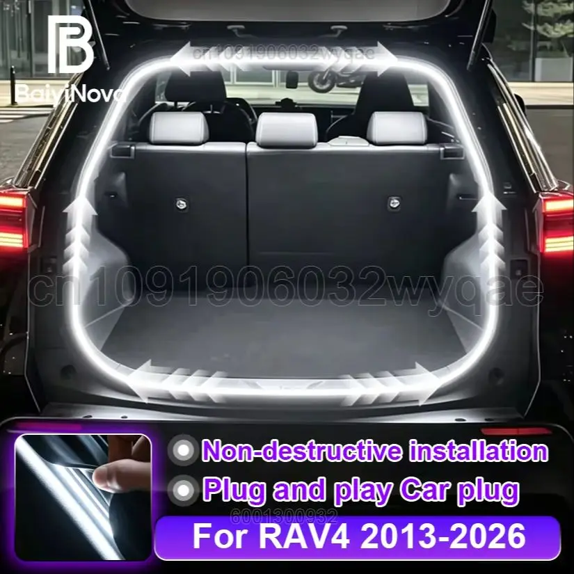 For Toyota RAV4 Car Trunk Dynamic Flowing Light Strip Auto On/Off Scanning Lamp Flexible LED Hidden Installation 400cm/200cm