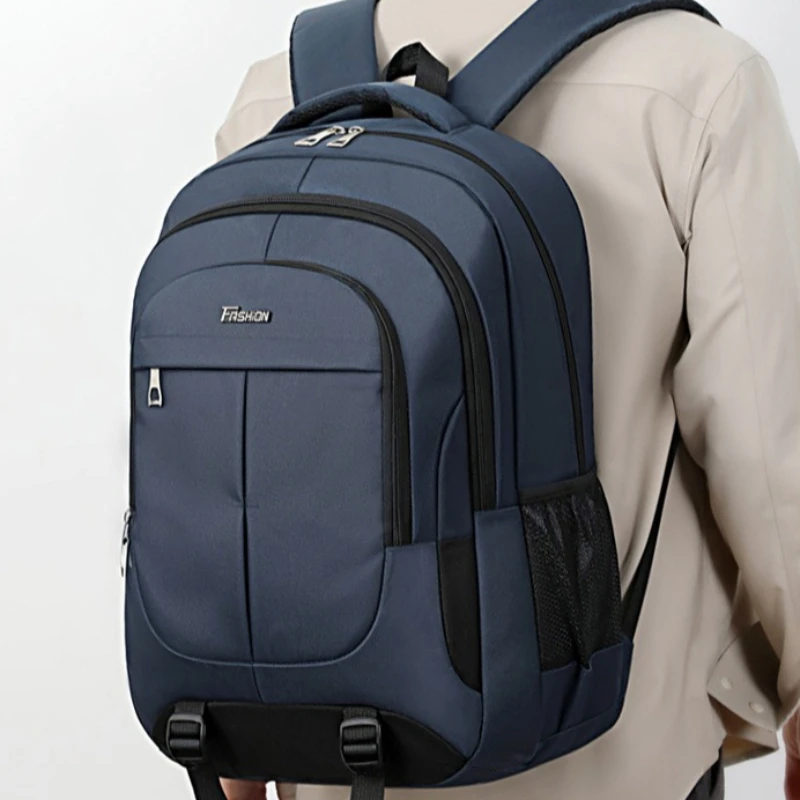 Men Large Capacity Backpack, Shock‑Absorbing Comfort Shoulder Bag for Teen Boys, Lightweight Spine‑Protection School Backpack