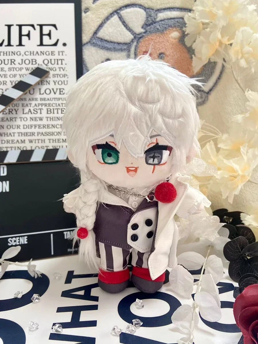 20cm Game Anime Nikolai Gogol  White Hair Handsome  Plush Doll Stuffed Body Dress UP Cotton Mascot Xmas Gift Toys