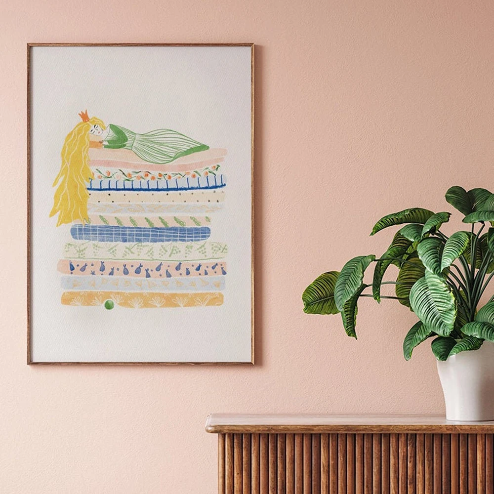 Boho Princess Sun Fairy Tale Print Pink Watercolor Art Canvas Painting Picture Nordic Poster Daughter Gift Nursery Wall Decor