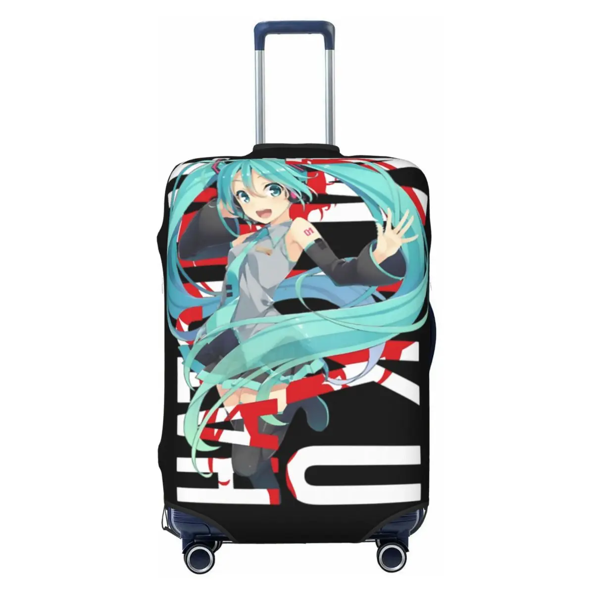 カスタム初音ミク-vocaloid-ロックアニメ荷物カバー面白いスーツケースプロテクターカバー-18-32-インチに適しています