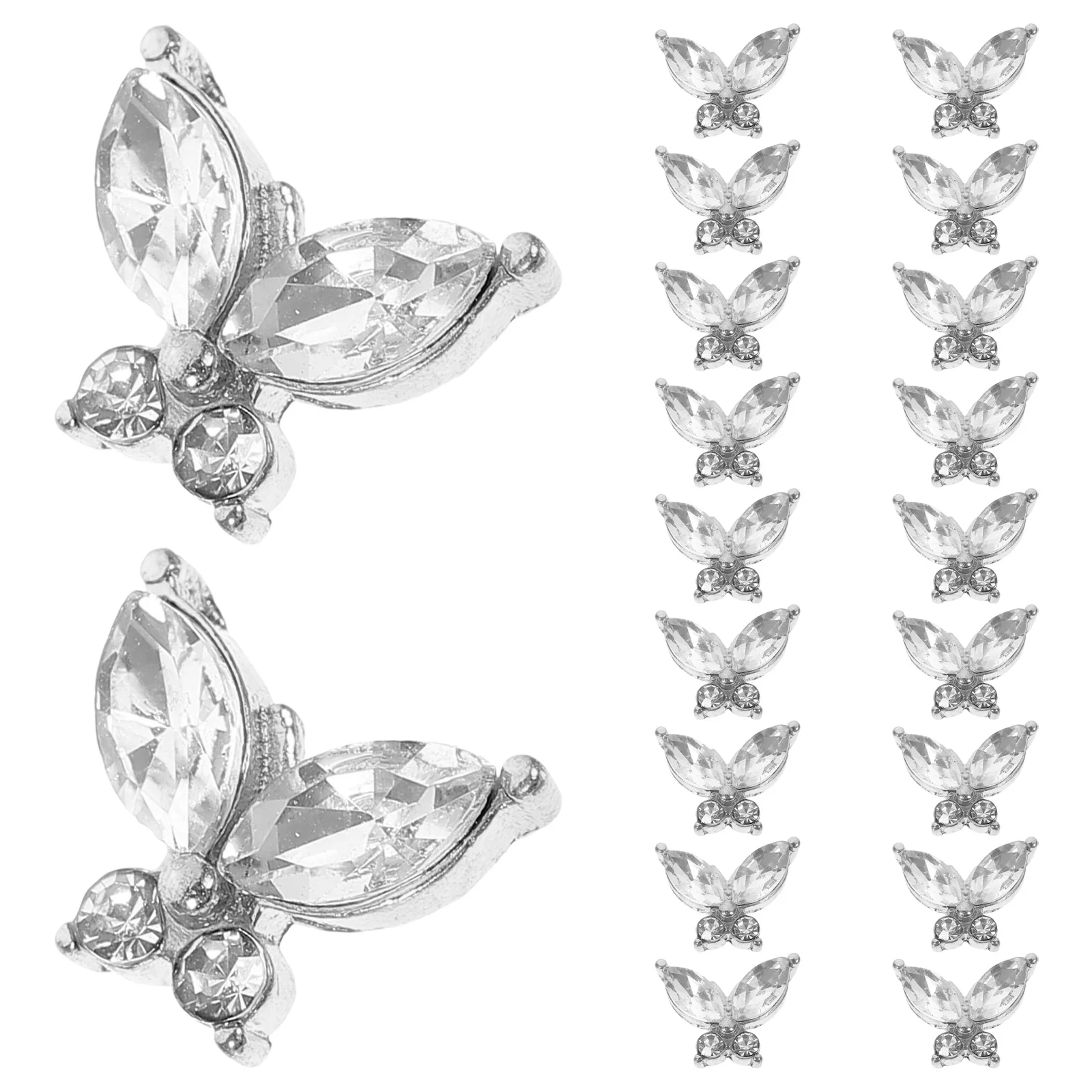 

20 Pcs Nail Gems Crystal Butterfly Diamond Colorful Rhinestones Charms Supplies