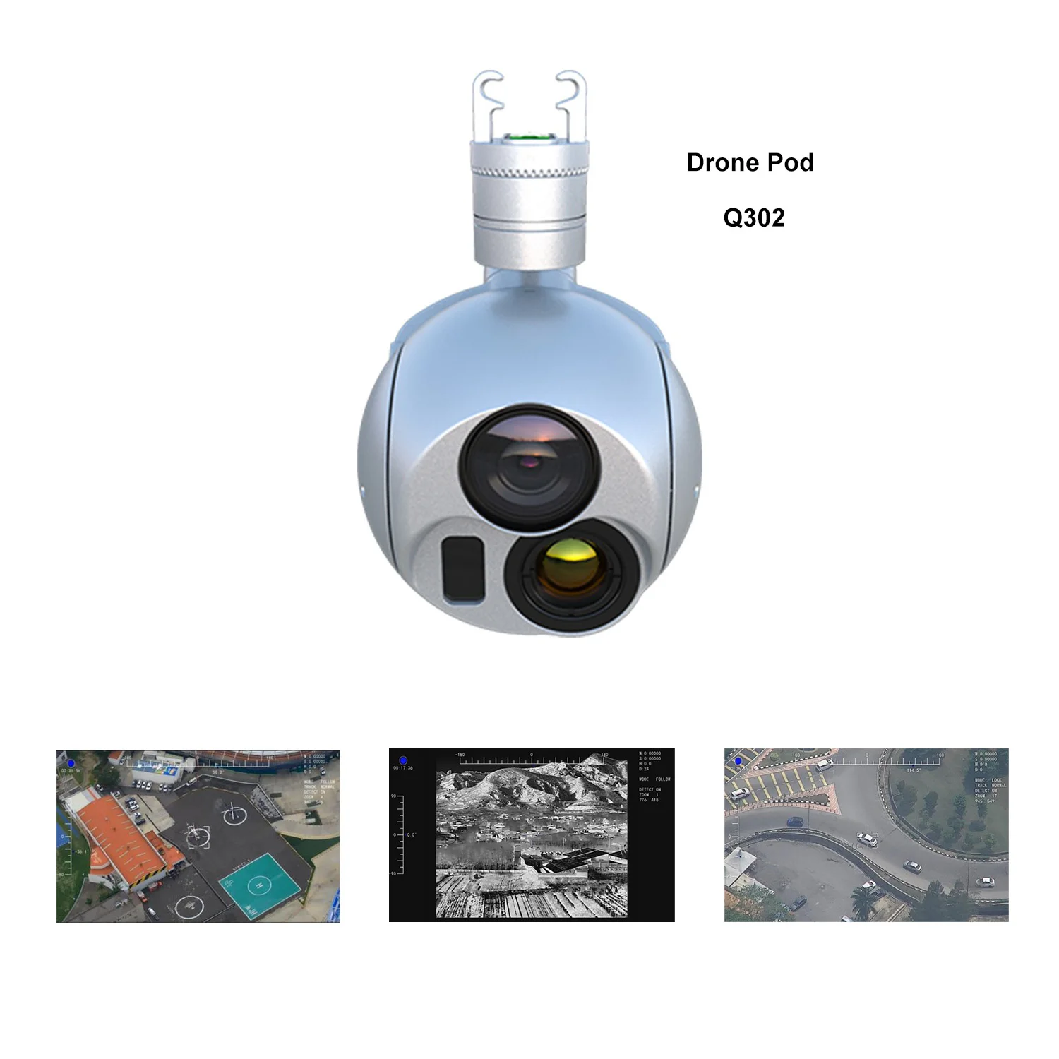 Cámara cardán de Triple Sensor YAHREE Q302 AI, rango láser térmico Visible, carcasa de Metal IP43 para carga útil