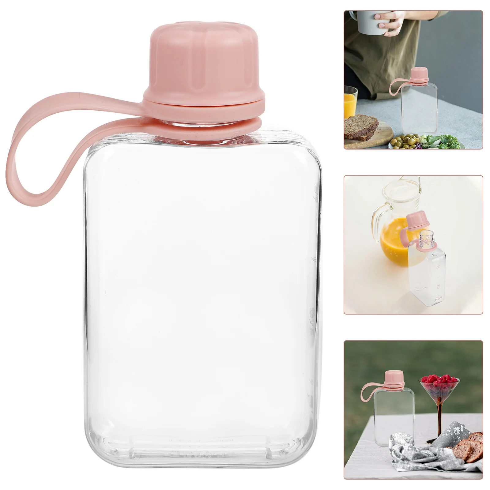 

2Pcs Flat Slim Water Bottle Portable Plastic Leakproof Travel Flask Small Pocket Bottle for Outdoor Sports Fitness Hiking Campus