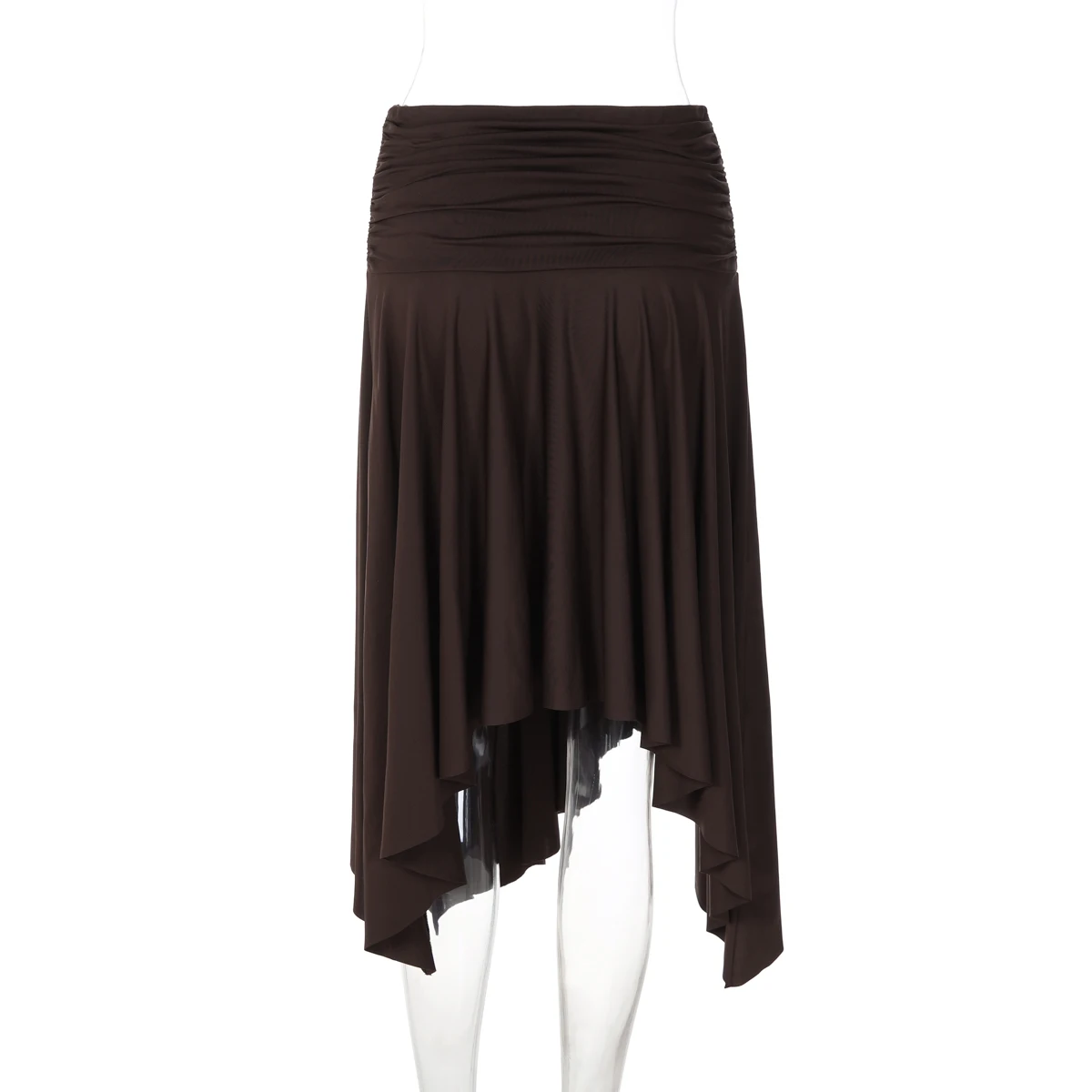 Hugcitar Modischer, hoch taillierter, geraffter Rock mit Schlitz und Knöpfen, sexy, plissiert, unregelmäßig, Midirock, Sommer-Outfit für Damen, Streetwear, Party, Urlaub – Detail 3