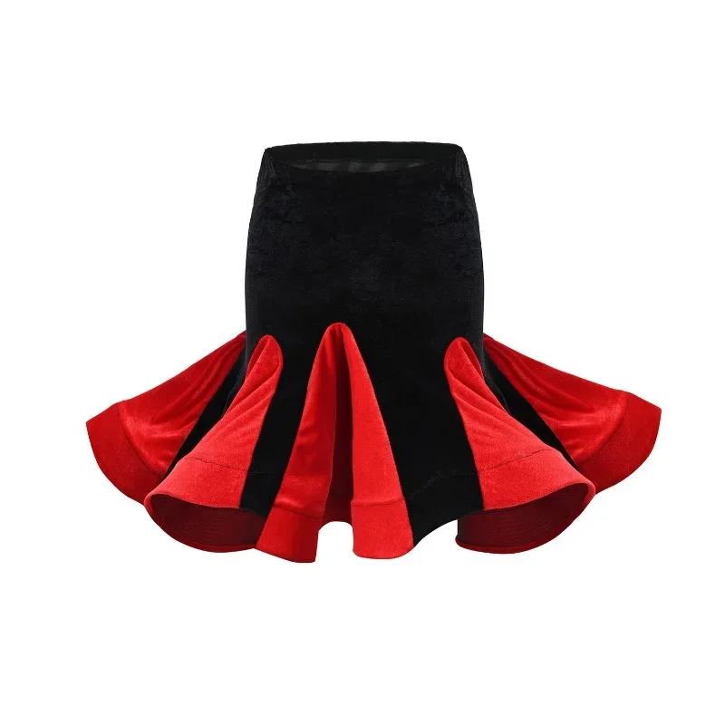 Costume de spectacle de danse latine personnalisé, demi-jupe, haut modal cha cha samba tango rumba, tenue d'entraînement pour enfant