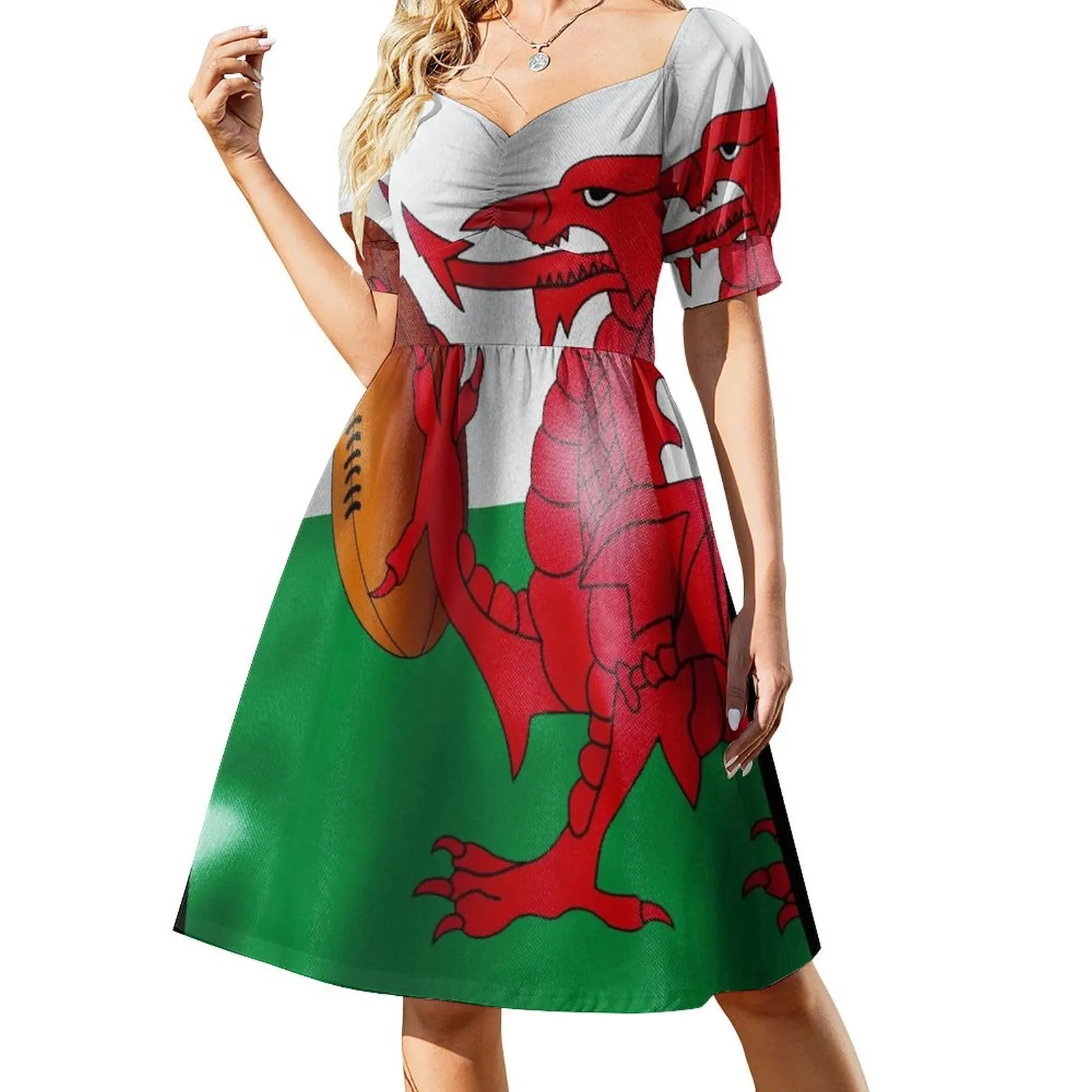 

Welsh Dragon Rugby Ball Flag Short Sleeved Dress women's elegant loose dresses Long dresses Dress