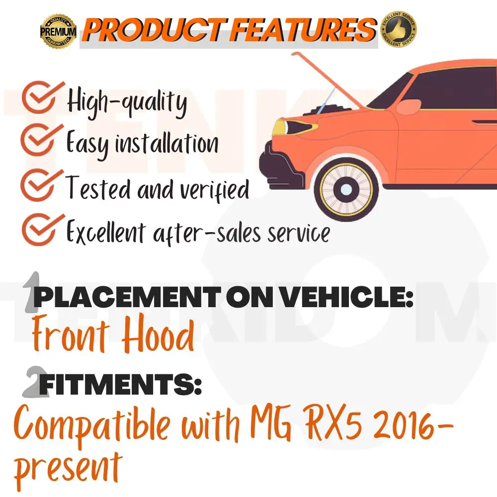 Front Hood Struts for MG RX5 2016-present Shock Lift Supports Bonnet Gas Dampers Springs No-Drill