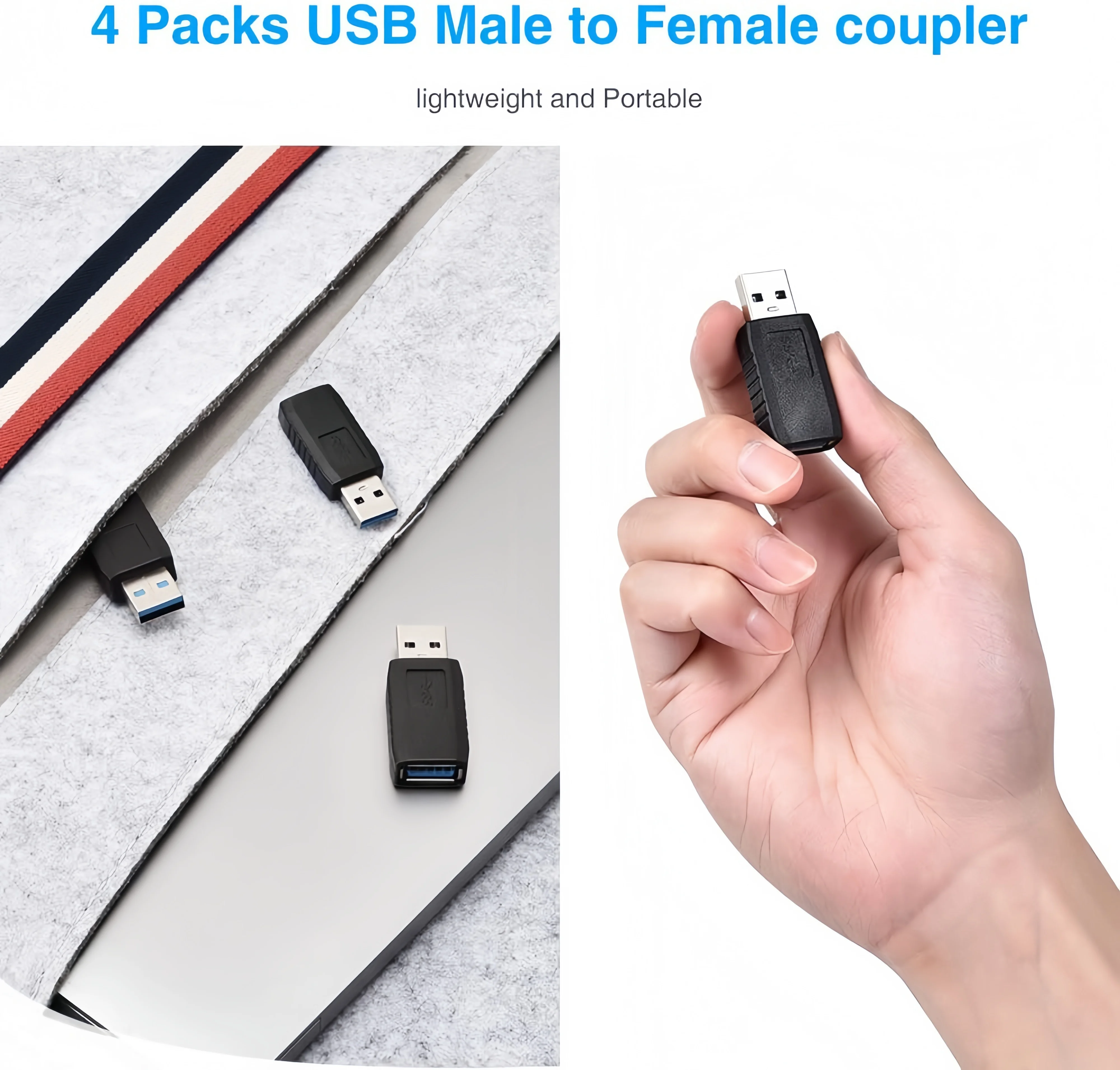 10 STKS Ultrasnelle 5 Gbps USB 3.0 Man-vrouw Adapter USB-poort Uitbreidingsconnector Compatibel met Laptop Harde Schijven Printers C