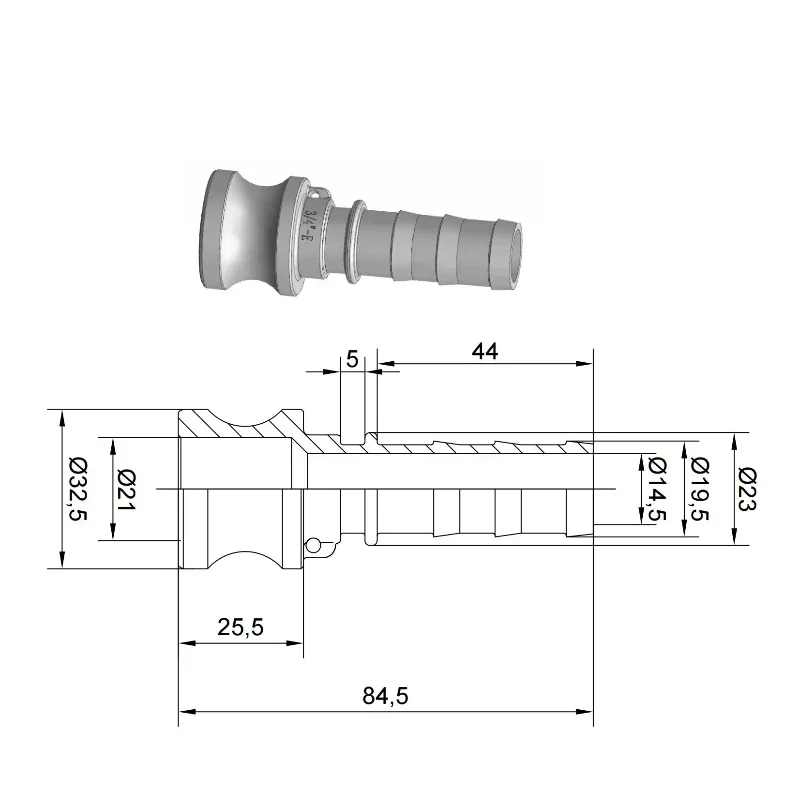 

3/4" DN20 Type E 304 Stainless Steel Hose Barbed Plug Quick Fitting Camlock Connector Cam and Groove Couplin