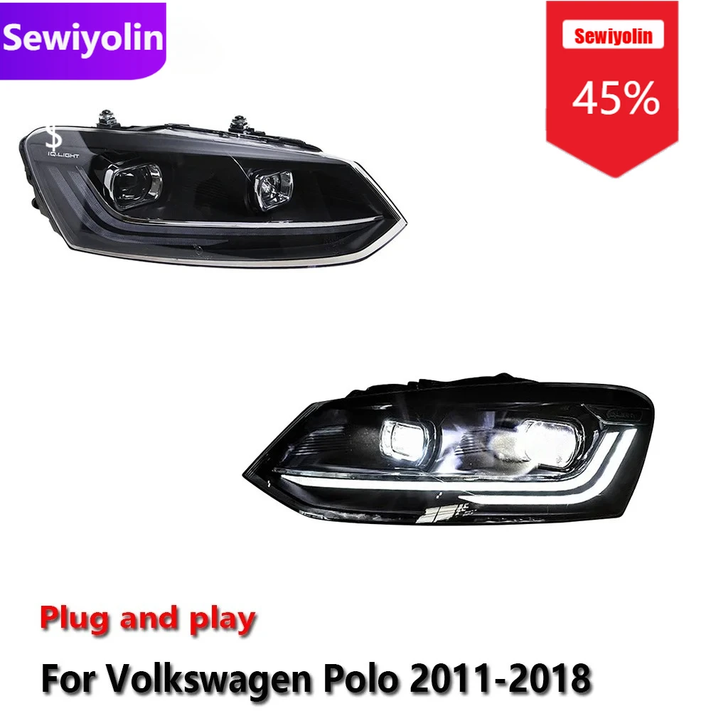 

Car DRL LED Headlight Assemblies For Volkswagen Polo 2011-2018 Fog DRL Brake Turn Signal Lamp Plug And Play