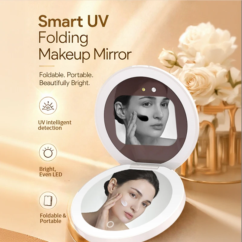

TJMIR Portable Foldable UV Sunscreen Test Mirror Small Pocket Size Travel Makeup Mirror Lightweight Cosmetic Mirror for Outdoor