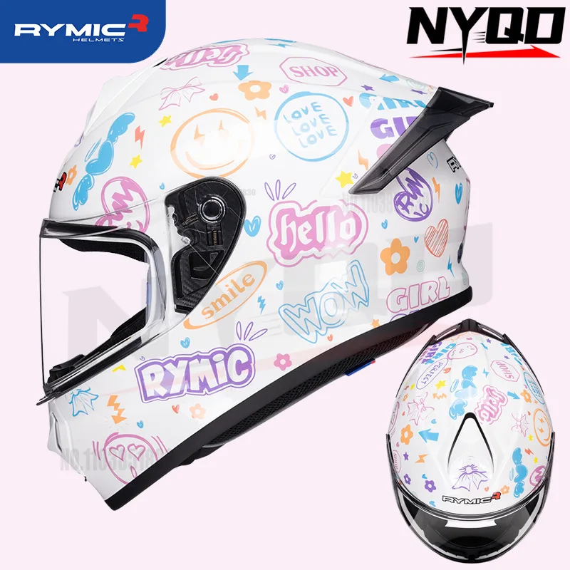 RYMIC Motorcycle Helmet men Rider Racing Full 3C Certification 4 Seasons Winter Warm Big Tail Helmet women motorbike helmet