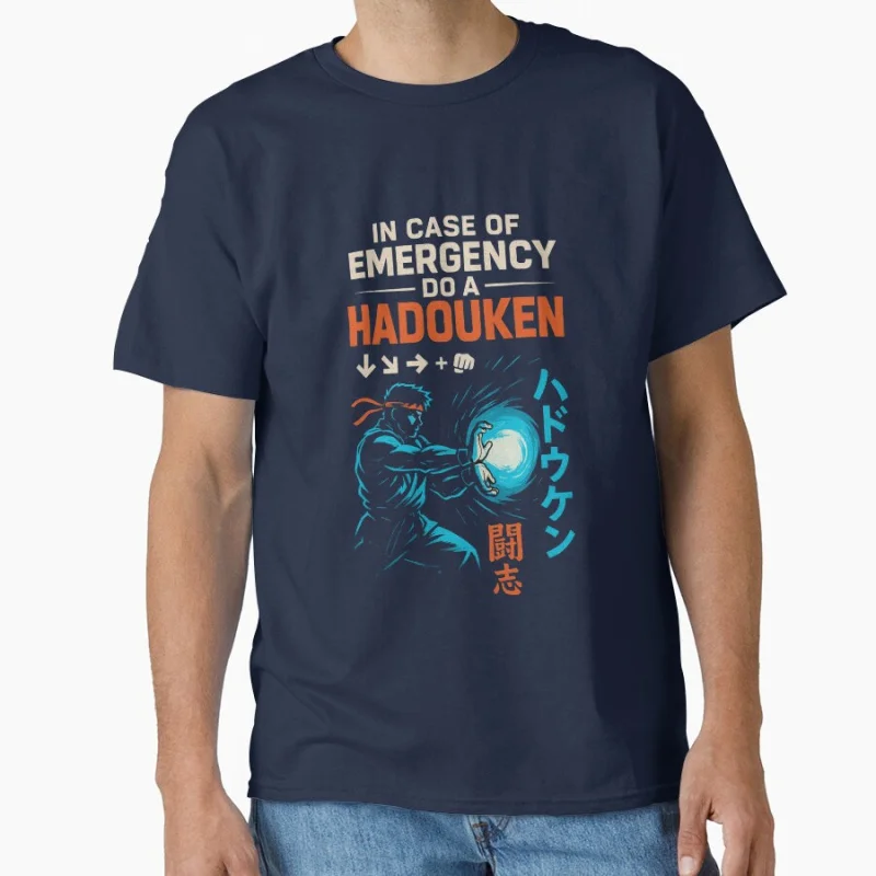 Hadouken Combat Game Classic Cartoon Arcade video game Street Fighter Gift t shirt Large size tops Anime Graphic Print Clothes