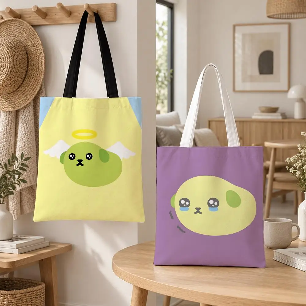 Bolsas de Almacenamiento Character Mameshiba, Bolsas de Lona para Mujer, Bolsa de Compras Reutilizable para la Escuela y Regalos