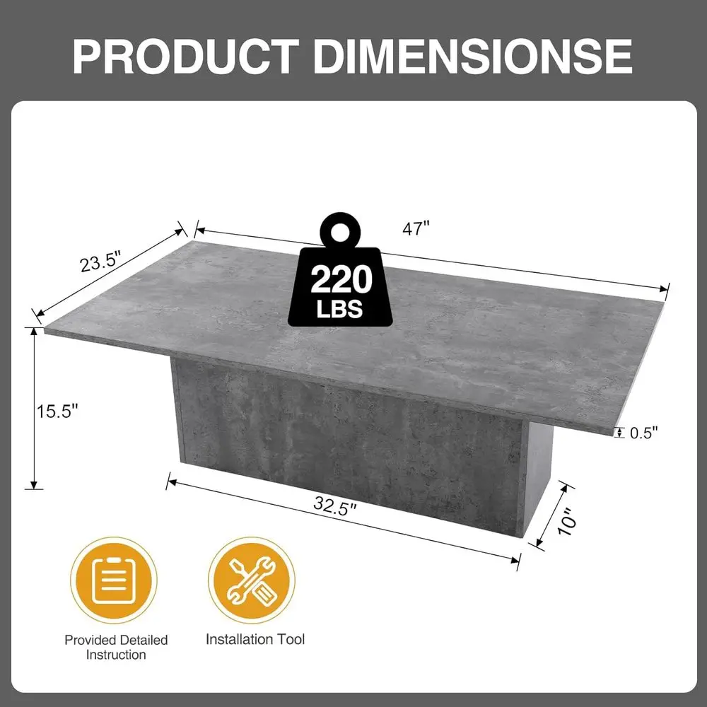 ern Recular Coee Tale Grey LarCenter Tale 47Wooden Tea Tale Concrete Texture inish or Living Room, Retion Room, Home Oice,Indust