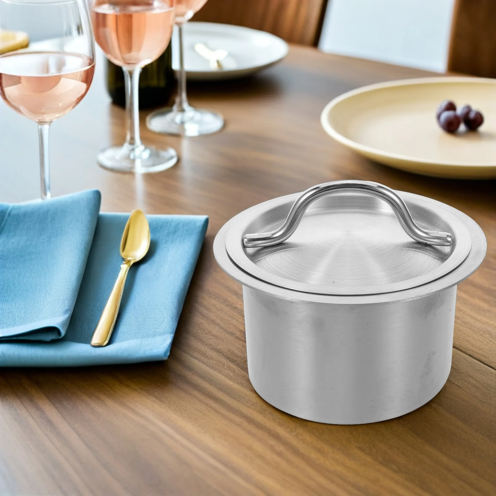 

Столешница из нержавеющей стали, встроенная крышка для мусора, крышка для заподлицо, вставная втулка, желоб для кофейных баров, коммерческая подготовка еды