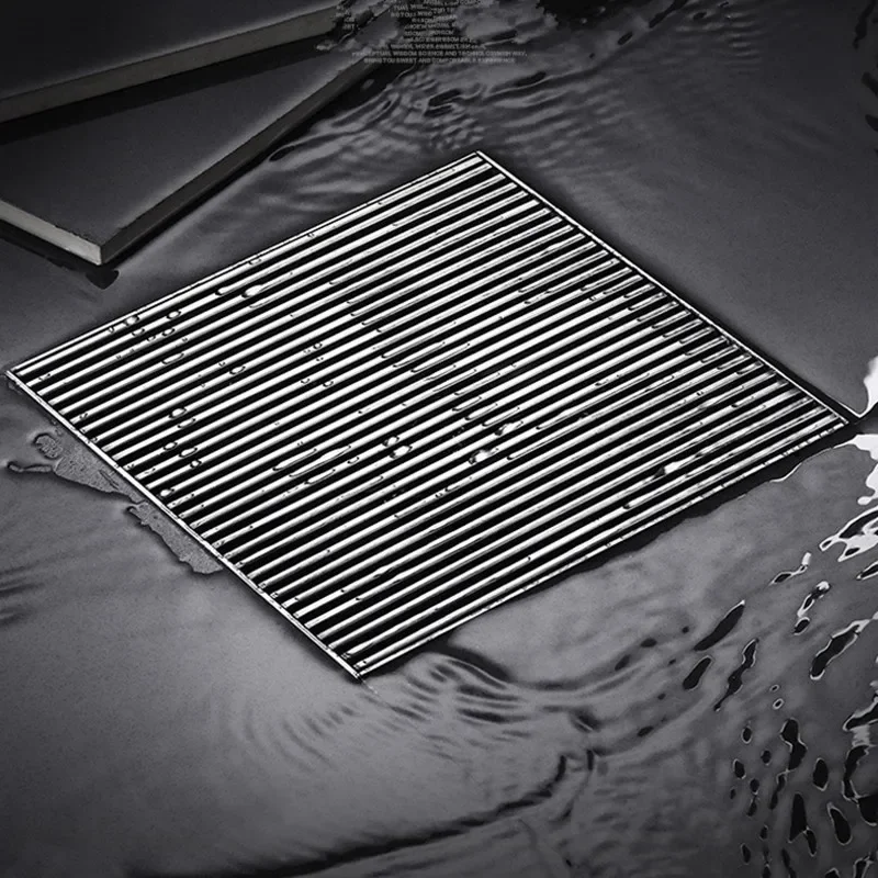 Large Floor Drain 304 Stainless Steel 12/15/20/30cm Square Linear Bathroom Floor Drains Outdoor Courtyard Large Diameter Drain