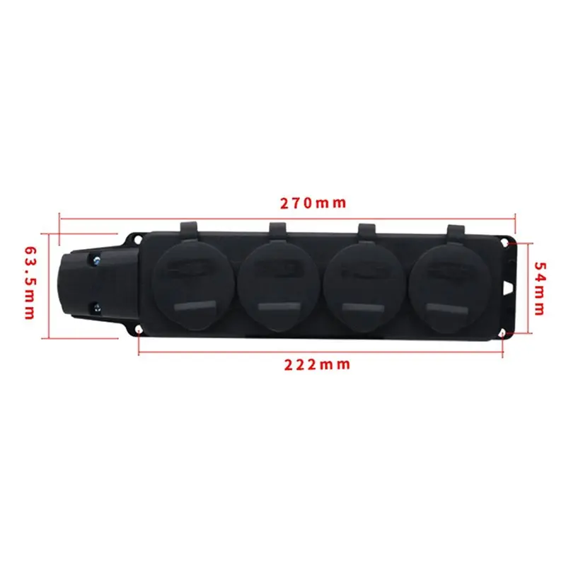 AT41 3X European Standard German Plug Plate With Cover Ip54 Waterproof Socket Plug Plate 4 Position Rubber Plug Plate