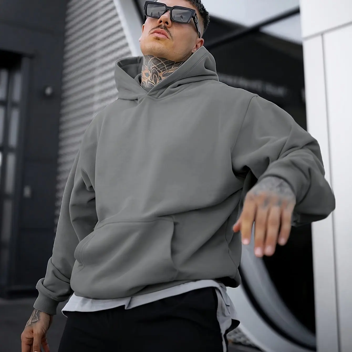 Men's Autumn and Winter Hooded Sweatshirt Streetwear Oversized Loose Casual Unisex Fleece Hoodie Coats Sweats Daily wear