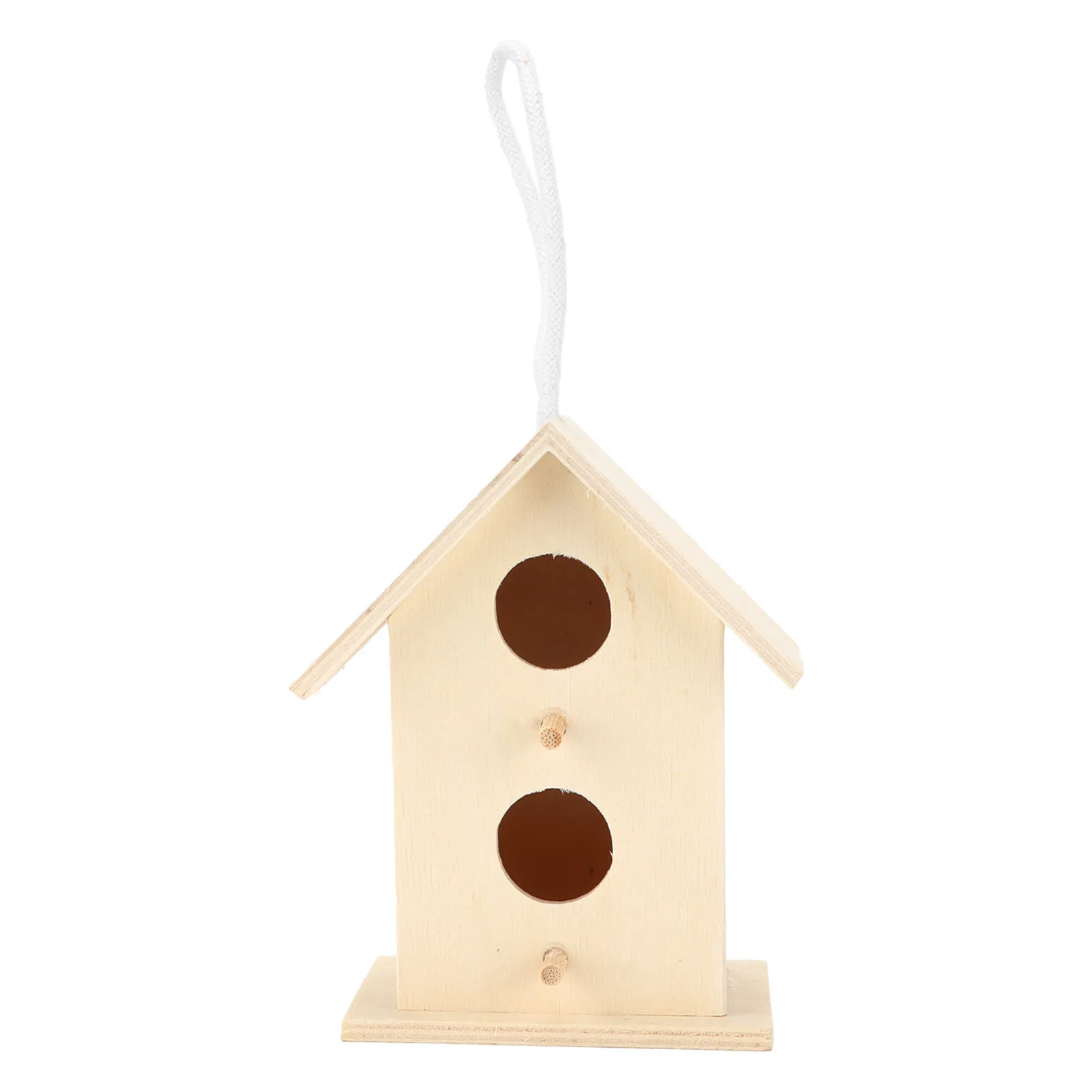 

Double Layer Two-Hole Creative Wooden Birdhouse Natural Safe DIY Wood Small Bird Nest Garden Outdoor Decoration