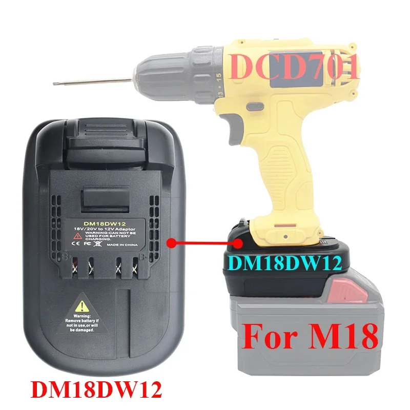 Convertidor adaptador MT18DW12 DM18DW12 BS18DW12 para Makita, Milwaukee, Bosch, batería de iones de litio de 18V 20V para herramienta DeWalt 12V 10,8V